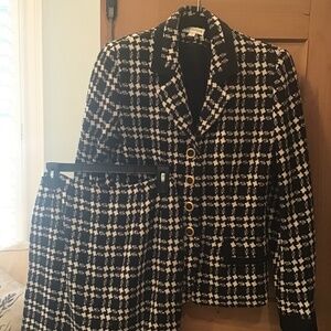 Retro Ann Taylor Black and White Suit, Size 4